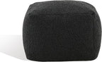 SAFAVIEH Couture Collection Samuels Black Boucle Ottoman Square Pouf (Fully Assembled)