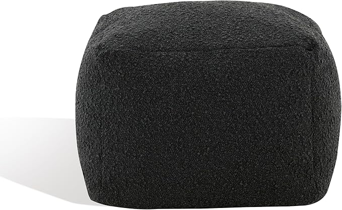 SAFAVIEH Couture Collection Samuels Black Boucle Ottoman Square Pouf (Fully Assembled)