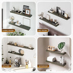24" Acacia Chevron Floating Shelves Set of 2 - Wall Mounted Wooden Shelf for Stylish Home Décor - Mocha Color - 24x6.7x1.5 Inches