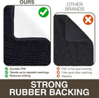 Neater Home Plush Bathroom Rugs 24x17 Thick Chenille Quick Dry Microfiber Absorbent Bath Mat, Soft Bath Rugs, Machine Washable Bathroom Floor Mat for Tub Shower Sink, Home Decor Accessories, Black