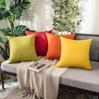 MIULEE Pack of 2 Decorative Outdoor Solid Waterproof Throw Pillow Covers Faux Linen Garden Farmhouse Cushion Cases for Summer Patio Tent Balcony Couch Sofa 16x16 Inch Mustard Yellow