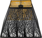 Large Metal Lampshade New Pyramid Shape Design 7'' Top 14'' Bottom 10'' Height ALUCSET Square Bell Shade Lamp Shade Forest Design Black and Gold fits for Table Lamps and Floor Lamps