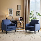 VINGLI Mid century Modern Accent Chair,Navy Blue Fabric Accent Chairs for Living Room Upholstered Armchair with Scooped Arms for Bedroom,Apartment,Studio,Office,Waiting Room