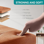 BRIAN & DANY Ottoman with Storage, Small Storage Ottoman for Dorm, Linen Folding Ottoman Foot Stool with Legs for Living Room and Bedroom, 15"x15"x15" - Orange