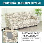 KRFOONN 4 Piece Printed Sofa Couch Cover for 3 Cushion Couches Stretch Sofa Slipcovers with 3 Separate Seat Cushion Covers Washable Furniture Protector with Elastic Bottom (Sofa, 54)