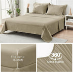HYMOKEGE Linen California King Comforter Set Seersucker 7 Pieces, All Season Luxury Bed in a Bag for Bedroom, Bedding Set with Comforter, Sheets, Pillowcases & Shams