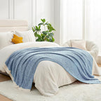 Snuggle Sac Heather Blue Bed Blanket Oversized Twin XL 66x90, Super Soft Warm Blankets for Bed, Living Room, Luxurious Microfiber Blanket Dupes, Heather Blue, 66x90