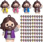 50 Pcs Mini Jesus Figures, Little Jesus Figures - Original Design Easter Party Favors, Sunday School Toys, Hide and Seek Game, Easter Egg Stuffers (Multicolor)