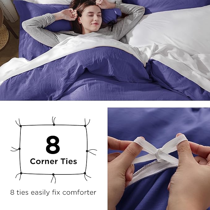 Bedsure Skipper Blue Duvet Cover Full Size - 3 Pieces Prewashed Extra Soft Cotton-Like Polyester Bedding Set, Includes 1 Duvet Cover 80x90 Inches with Zipper Closure & 2 Pillow Shams, No Comforter