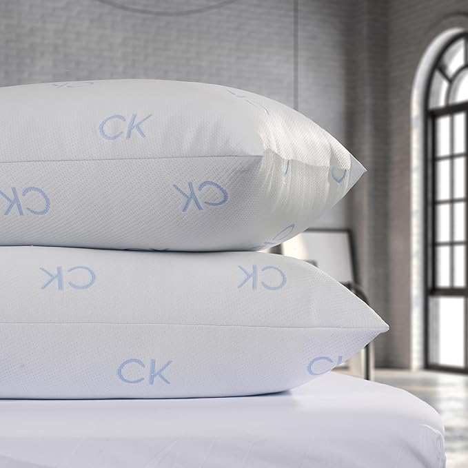 Calvin Klein Cooling Knit 20" x 36" King Size Set of 2 Bed Pillows for Sleeping, White