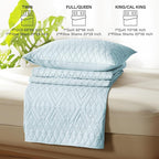 akkialla Full/Queen Size Quilt Bedding Set,Sky Blue Lightweight Microfiber Soft Bedspread,Modern Style Geoetric Pattern Coverlet Set for All Seasons,3 Piece(1 Quilt,2 Pillow Shams)