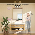 TETOTE Black Mirror for Bathroom Sink 30" x 36" Matte Black Beveled Metal Frame Bathroom Vanity Rectangle Mirror for Wall, Modern Farmhouse, Tempered Glass, Shatterproof, Stronger Frame