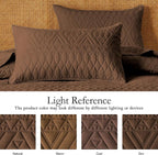 akkialla Twin Size Quilt Bedding Set,Brown Lightweight Microfiber Soft Bedspreads,Modern Style Geoetric Pattern Coverlet Set for All Seasons,2 Piece(1 Quilt,1Pillow Sham)