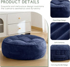 8" Washable Floor Pillow Cushion for Adults, Meditation Cushion Pillow, Large Round Floor Sitting, Removable Tufted Corduroy Cover, for Tatami Living Room or Yoga, 22x22 Inch, 2Pack, Machine Washable