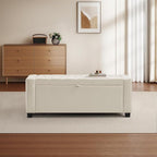 GRAINELL Storage Ottoman Bench, Upholstered Tufted Bedroom Bench with Storage, End of Bed Storage Bench for Living Room & Entryway, 350 lb Capacity, Leather Beige