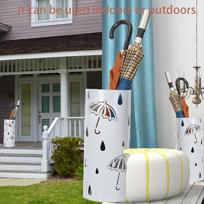 Umbrella Stand Rack for Entryway, Freestanding Round Metal Umbrella Holder, Rain Collection Umbrella Organizer Bin for for Can Walking Stick, Home Office Decor, Hold 4-5 Umbrellas