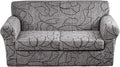 KRFOONN 3 Piece Stretch Sofa Couch Covers for 2 Cushion Couches Printed Sofa Loveseat Slipcover with 2 Separate Seat Cushion Covers Washable Sofa Slip Covers Furniture Protector (Loveseat, 25), Medium