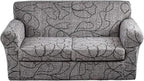 KRFOONN 3 Piece Stretch Sofa Couch Covers for 2 Cushion Couches Printed Sofa Loveseat Slipcover with 2 Separate Seat Cushion Covers Washable Sofa Slip Covers Furniture Protector (Loveseat, 25), Medium