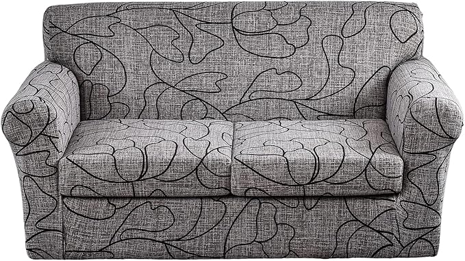 KRFOONN 3 Piece Stretch Sofa Couch Covers for 2 Cushion Couches Printed Sofa Loveseat Slipcover with 2 Separate Seat Cushion Covers Washable Sofa Slip Covers Furniture Protector (Loveseat, 25), Medium