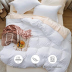 Bedsure Bright White Oversized King Duvet Cover - 3 Pieces Prewashed Cotton-Like Polyester Extra Soft Bedding Set, Includes 1 Duvet Cover 120''x98'' with Zipper Closure & 2 Pillow Shams, No Comforter