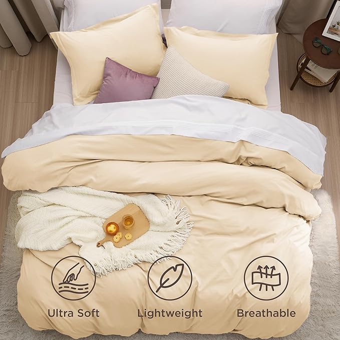 Bedsure Alabaster Gleam Duvet Cover King Size - 3 Pieces Prewashed Extra Soft Bedding Set, Includes 1 Duvet Cover 104x90 Inches with Zipper Closure & 2 Pillow Shams, Comforter Not Included