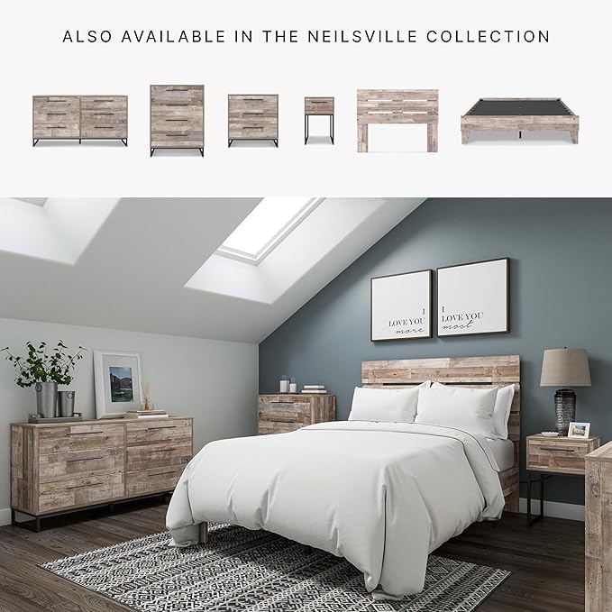 Signature Design by Ashley Neilsville Industrial 6 Drawer Dresser, Butcher Block Gray