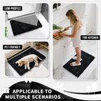 Yimobra Chenille Bathroom Rugs Non Slip, Extra Thick Soft Absorbent Bath Rug, Machine Washable Quick Dry Bath Mat for Bathroom Floor, Tub and Shower, Home Decor Accessories, 24x17, Black