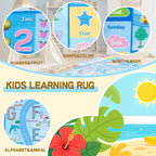 Kids Rugs for Bedroom Kids Room, Educational Rug for Classroom, Non-Slip Washable ABC Learning Carpet for Boys Girls, Zoo Road Play Mat, 6x9 Blue