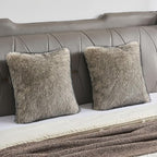 FUTEI Apricot Decorative Throw Pillow Covers 18x18 Inch Set of 2,Soft Faux Raccoon Fur Textured Cushion Case,Modern Home Luxurious Decor for Couch Bed Living Room
