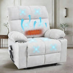 Oversized Recliner Electric Lift Chair, Power Lift Recliner for Big and Tall, 180° Lay-Flat and Assisted Standing, Extra Large Sofa with 8-Point Massage & Heating, Medium-Soft, Beige