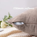 GAWAMAY Decorative Chenille Throw Pillow Covers 26x26 Inch Pack of 2, Soft Square Couch Pillow Cover for Sofa Cushion Living Room Bedroom Oversized Pillowcases Taupe Grey 66x66cm (ONLY Covers)