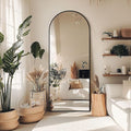 Full Length Mirror, 58" x 18.5" Arched Full Body Mirror Large Standing Floor Mirrors, Mirrors for Bedroom, Bathroom, Living Room Standing or Wall Leaning, Black