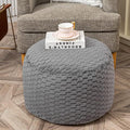 Fur Ottoman Stool Unstuffed Footstool Cover Pouf Foot Rest 20x20x12 Inches Round Poof Seat Floor Bean Bag Chair Foldable Storage for Living Room Bedroom Solid Grey