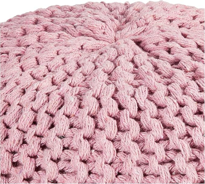 Urban Lifestyle Round Knit Pouf, Light Pink