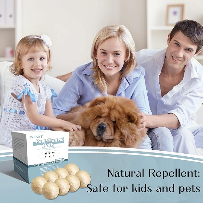 12 Pack Silverfish Repellent Balls Indoor,Long-Lasting Indoor Insect & Rodent Repellent for Spider, Ant, Cockroach, Mouse, Silverfish - Natural, Safe for Pets & Kids, Powerful Peppermint Oil Infused