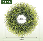 28In Large Boxwoods Door Wreaths for Front Door Spring Summer Outside All Season Green Year Round Artificial Greenery Wreath for Wall Window Rustic Farmhouse Home Outdoor Indoor Decorations