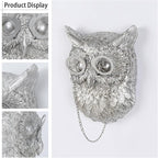 UITWMKTG Silver Animal Head Wall Decor Modern Home Decor Resin Animal Sculptures Wall Mount Vintage Head Wall Art for Living Room Hanging Decoration Owl