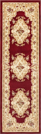 Rugs.com Chateau Collection Rug – 2' x 7' Runner Red Medium Rug Perfect for Hallways, Entryways