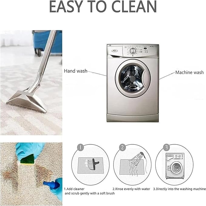 Train Play Rug 6x9ft for Kids - Educational Adventure Carpet with Tracks, Animals & Clouds, Low Pile Washable, Non-Slip Nursery Classroom Playroom Rug
