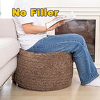 Unstuffed Ottoman Pouf Cover – Round Faux Fur Footstool Plush Floor Pouf (No Filler Included) Perfect for Living Room, Bedroom, or Office Lounge (Coffee, 20x20x15 in)