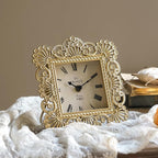 NIKKY HOME Gold Table Clock, Shabby Chic Decorative Desk Clock, Vintage Desk Clocks Non-Ticking Battery Operated for Living Room Bathroom