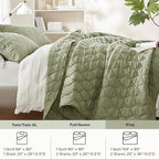 Comfort Spaces King Quilt Set Modern Reversible Ogee Coverlet King Bedding Set Cozy Quilted Winter Layer, All Season Lightweight Soft King Size Quilt, Kienna, Cal King Olive Green 3 Piece
