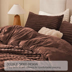BEDELITE Fleece Queen Comforter Set -Super Soft & Warm Fluffy Hot Chotolate Bedding, Luxury Fuzzy Heavy Bed Set for Winter with 2 Pillow Cases
