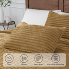 BEDELITE Fleece California King Comforter Set -Super Soft & Warm Fluffy Brown Bedding, Luxury Fuzzy Heavy Bed Set for Winter with 2 Pillow Cases