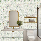 Spring Floral Wallpaper - Peel & Stick Self-Adhesive (17.5" x 393.7"), Vintage Flower Vinyl Contact Paper for Cabinets, Removable Wall Covering for Kitchen, Bathroom & Home Decor