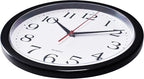 Bernhard Products Black Wall Clocks, 2 Pack Silent Non Ticking 10 Inch Quality Quartz Battery Operated Round Easy to Read Home/Office/School Clock
