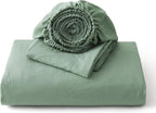 Bedsure Duvet Cover Full Size with Fitted Sheet - 4 Pieces Prewashed Cotton-Like Polyester Extra Soft Bedding Set, Includes 1 Duvet Cover 80x90 Inches, 2 Pillow Shams, 1 Fitted Sheet, Sage Green