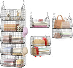5 Tier Extra Large Closet Hanging Organizer with 5 Dividers,16.5"L x 11.8"W x 51.4"H Closet Organizers and Storage with 5 S Hooks,Clothes Organizer for Sweaters Clutches Handbags Hats Accessories