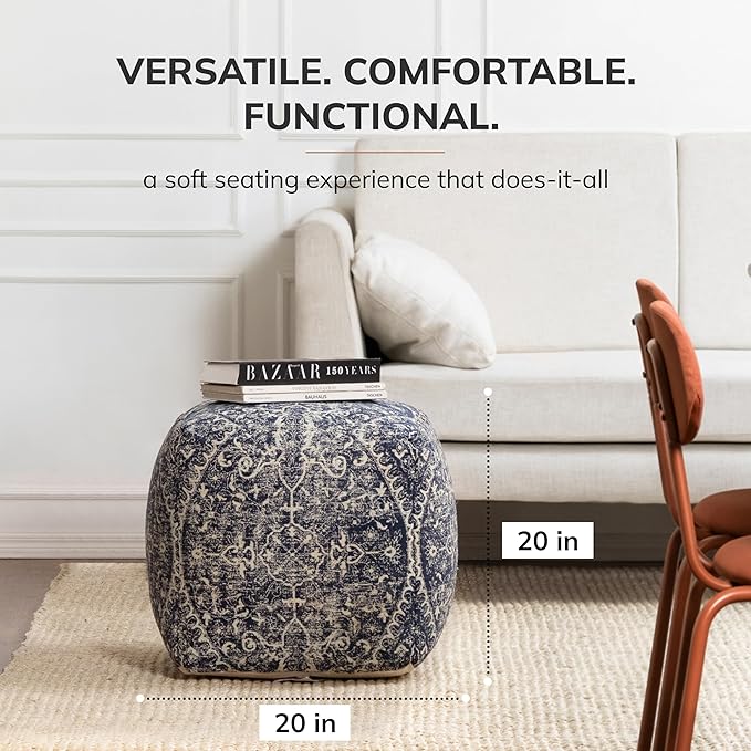 Anji Mountain 100% Handmade & Handcrafted Comfortable Home Décor Pouf Ottoman Footrest for Living Room, Bedroom, Nursery, Kidsroom, Patio Furniture - Hanalei