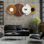32x16 inch Large Modern Mid-Century Wall Clock - Non-Ticking Silent Metal and Wood Brown Decorative Clock, Battery Operated Analog Clocks for Living Room, Bedroom, Home Decor